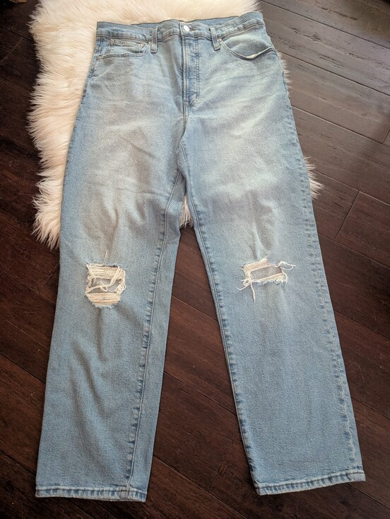 Madewell Denim - Madewell The Perfect Vintage Straight Jeans Knee Rip Danby Wash ND515 Size 31